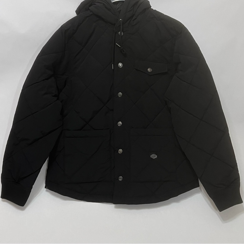Harley-Davidson Forever Black Quilted Hooded Jacket‎
